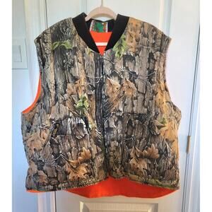 Vintage Golden Retriever Real Tree Vest Reversible Orange Camo Rare Hunting